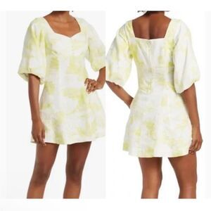Nicholas Lydia Mini Dress In Limeade Elbow Sleeve Size 14 NWT